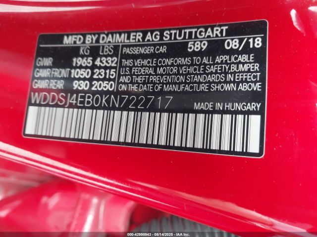 2019 MERCEDES-BENZ CLA 250 WDDSJ4EB0KN722717 Photo 8