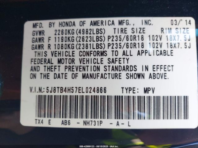 2014 ACURA RDX 5J8TB4H57EL024866 Photo 8