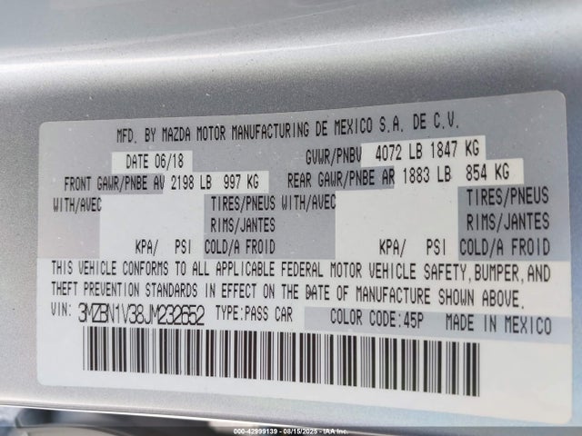 3MZBN1V38JM232652 Mazda py