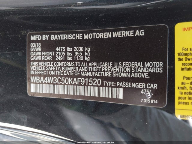 WBA4W3C50KAF91520 BMW 430I
