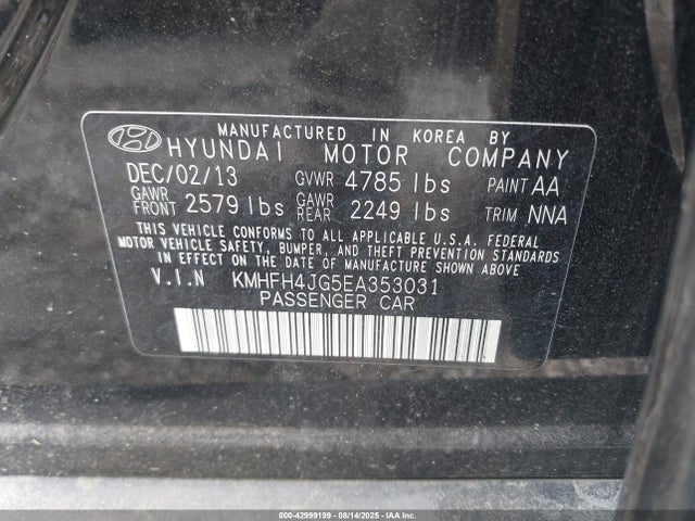 Hyundai gdi lambda -ii 2014 KMHFH4JG5EA353031 Image 9