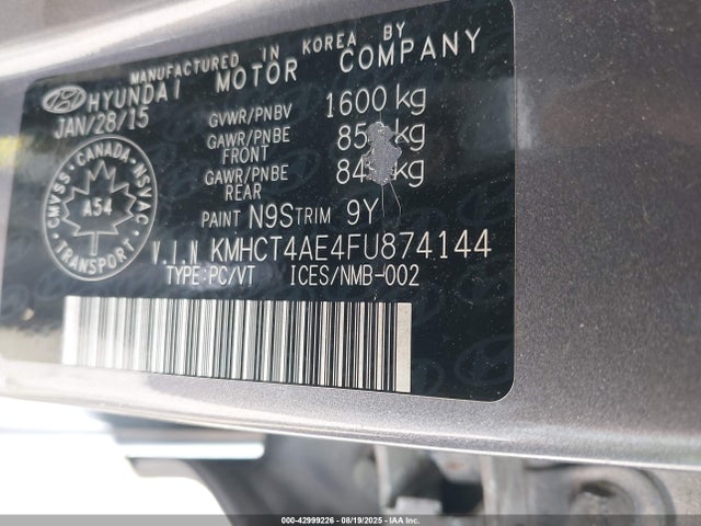 Hyundai dohc gdi gamma 2015 KMHCT4AE4FU874144 Image 9