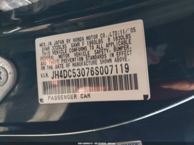 2006 ACURA RSX JH4DC53076S007119 Photo 8