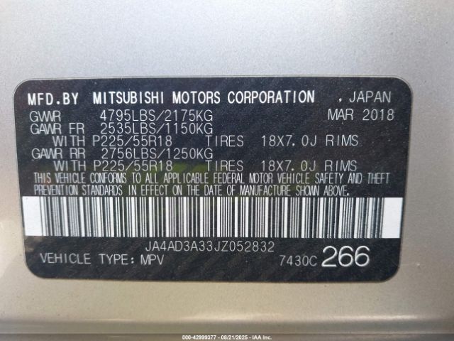 2018 MITSUBISHI OUTLANDER JA4AD3A33JZ052832 Photo 8