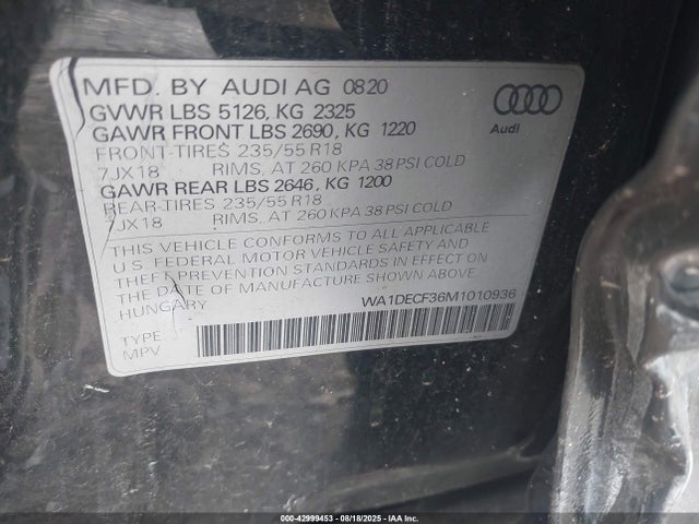 2021 AUDI Q3 WA1DECF36M1010936 Photo 8
