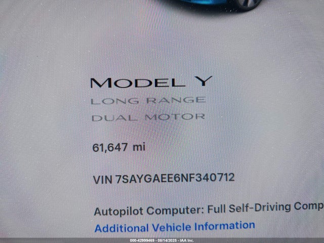 2022 TESLA MODEL Y 7SAYGAEE6NF340712 Photo 6