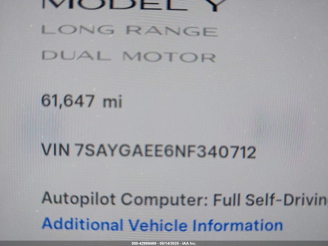 2022 TESLA MODEL Y 7SAYGAEE6NF340712 Photo 8