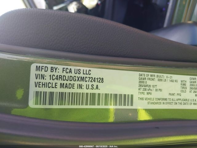 2021 DODGE DURANGO 1C4RDJDGXMC724128 Photo 8