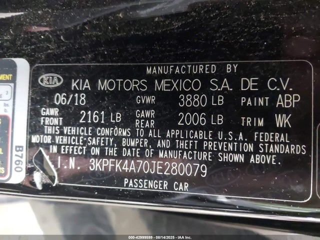 KIA mpi nu 2018 3KPFK4A70JE280079 Image 9