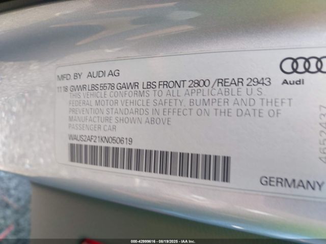 2019 AUDI A7 WAUS2AF21KN050619 Photo 8