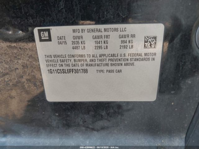 2015 CHEVROLET MALIBU 1G11C5SL6FF301788 Photo 8