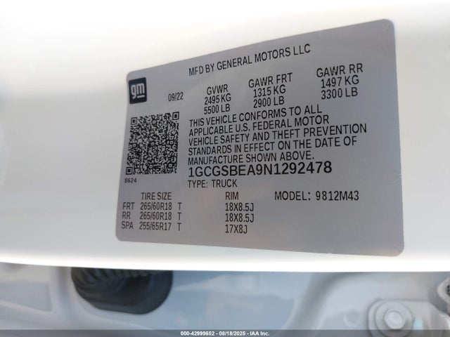 1GCGSBEA9N1292478 Chevrolet lcv