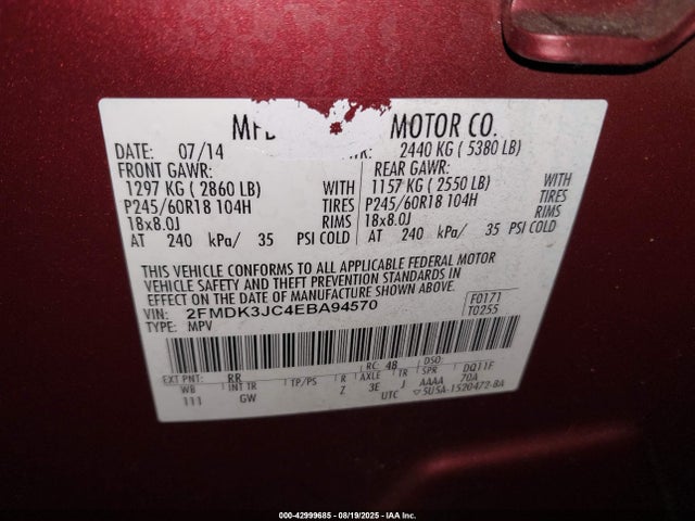 Ford 2014 2014 2FMDK3JC4EBA94570 Image 9