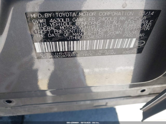 Lexus 2gr-fse 2014 JTHBE1D24E5011572 Image 9