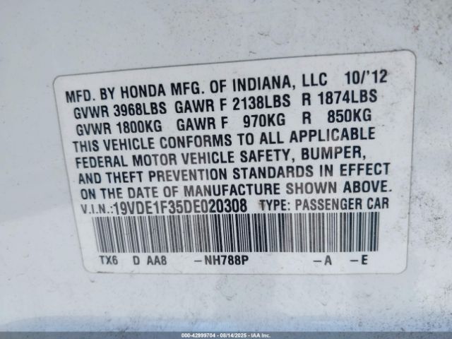 2013 ACURA ILX 19VDE1F35DE020308 Photo 8