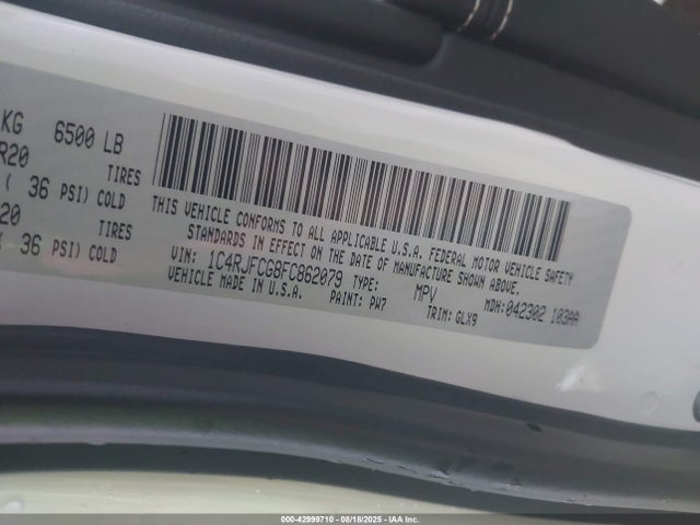 1C4RJFCG8FC862079 Jeep Grand Cherokee