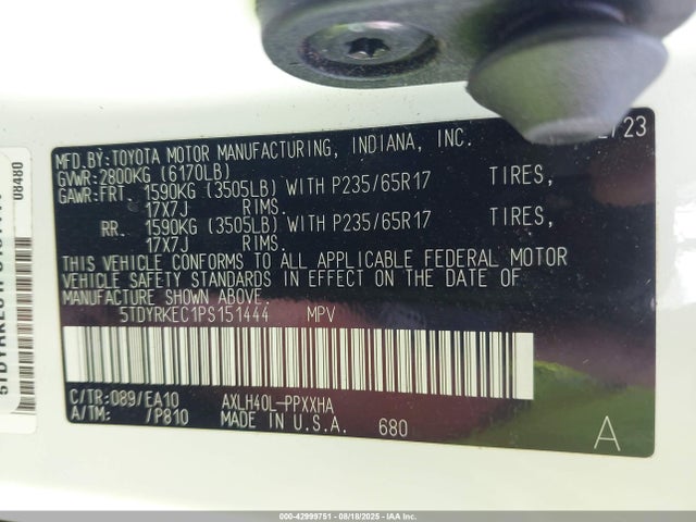 Toyota a25a-fxs, 5nm 2023 5TDYRKEC1PS151444 Image 9