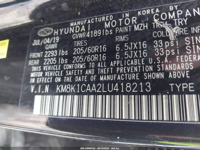 2020 HYUNDAI KONA KM8K1CAA2LU418213 Photo 8