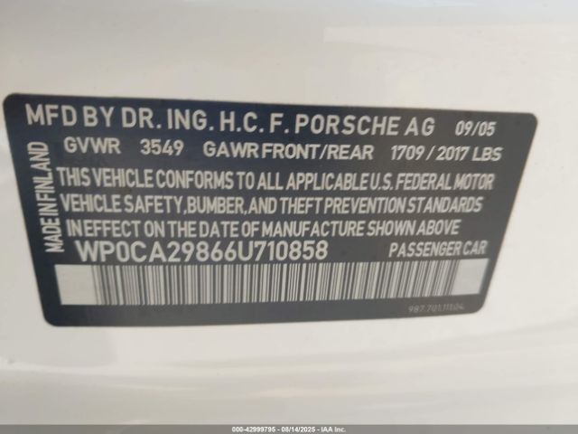 2006 PORSCHE BOXSTER WP0CA29866U710858 Photo 8