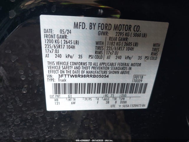 Ford ecoboost 2024 3FTTW8R98RRB05054 Image 9