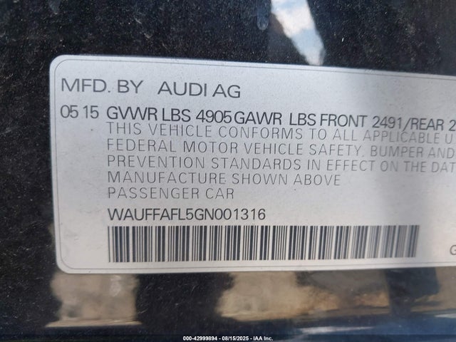 2016 AUDI A4 WAUFFAFL5GN001316 Photo 8