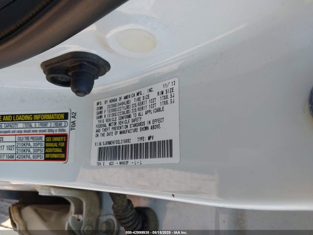 Honda k24z7 2014 5J6RM3H70EL016892 Image 9