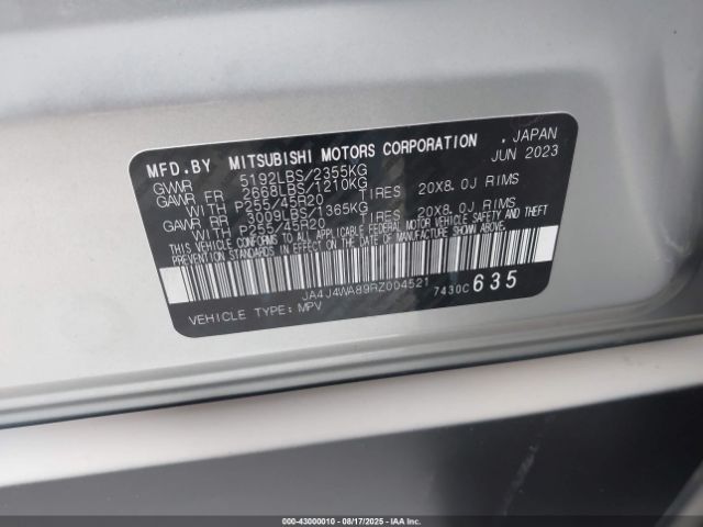 2024 MITSUBISHI OUTLANDER JA4J4WA89RZ004521 Photo 8