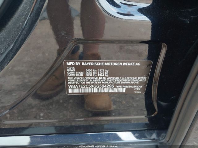 2016 BMW 740I WBA7E2C5XGG504296 Photo 8