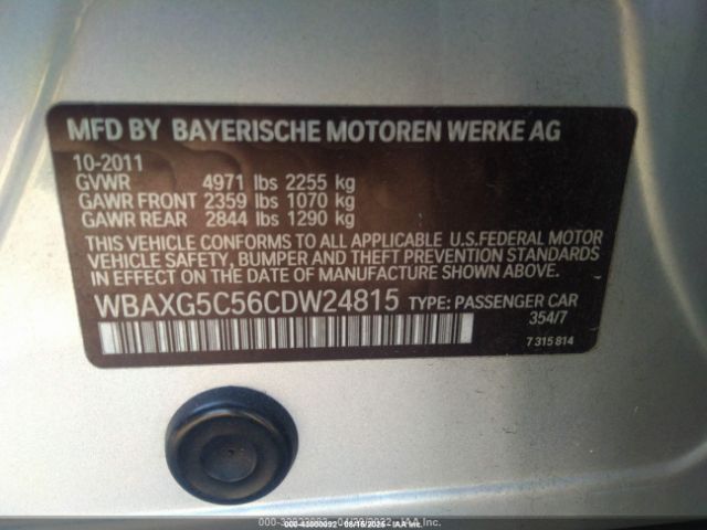 2012 BMW 528I WBAXG5C56CDW24815 Photo 8