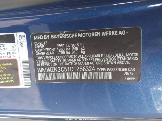 2013 MINI CONVERTIBLE WMWZN3C51DT266324 Photo 8