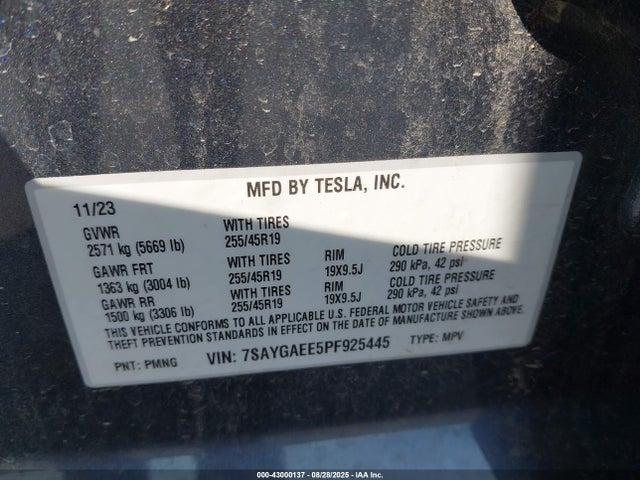 2023 TESLA MODEL Y 7SAYGAEE5PF925445 Photo 8