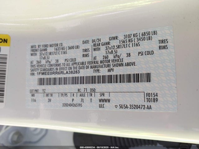 1FMEE0RR6RLA38283 Ford ecoboost