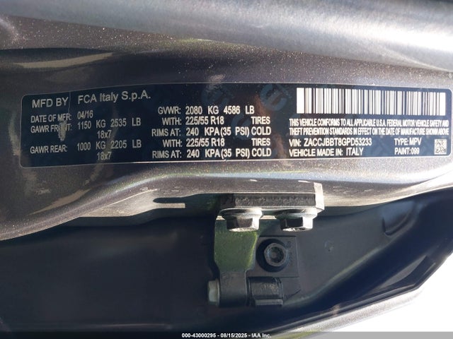 Jeep Renegade 2016 ZACCJBBT8GPD53233 Image 9