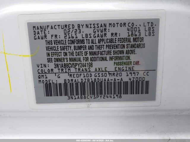 3N1AB8CV5PY244198 Nissan 2023