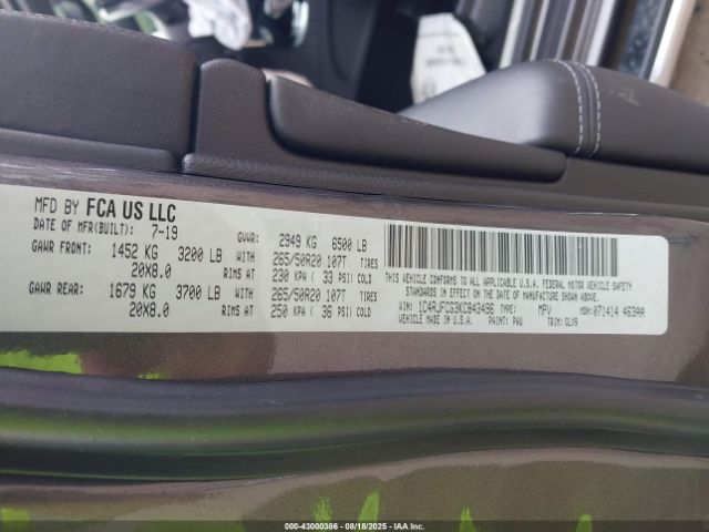 2019 JEEP GRAND CHEROKEE 1C4RJFCG3KC843496 Photo 8