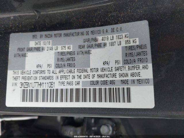 3MZBN1U77HM111061 Mazda pe
