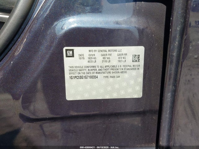 1G1PC5SG1G7180354 Chevrolet lwe - vvt, gme