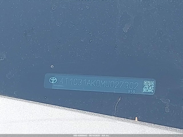 Toyota a25a-fxs 2021 4T1C31AK0MU027302 Image 9