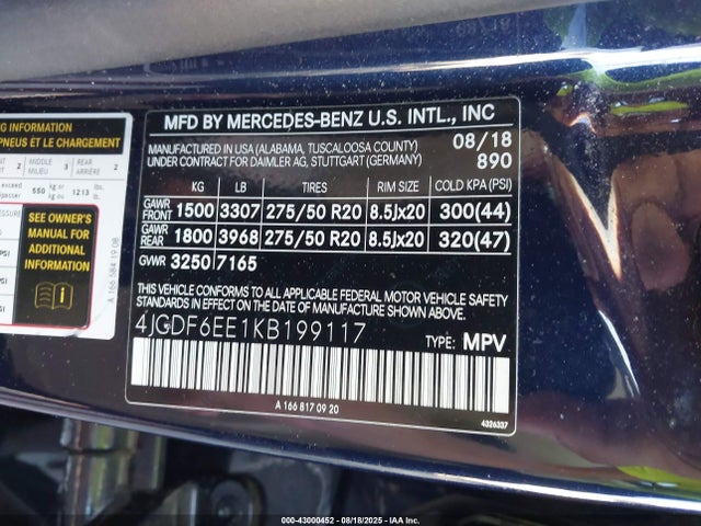 Mercedes-Benz m276 2019 4JGDF6EE1KB199117 Image 9