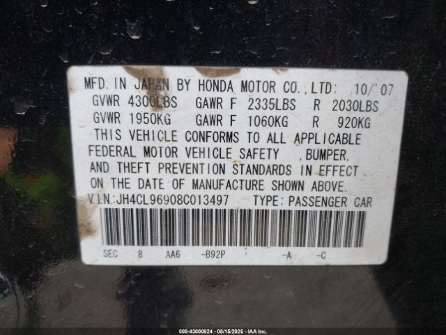 2008 ACURA TSX JH4CL96908C013497 Photo 8