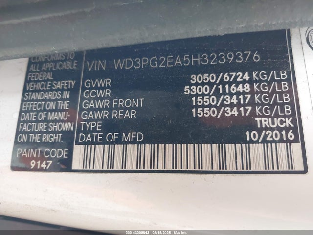 WD3PG2EA5H3239376 Mercedes-Benz m274