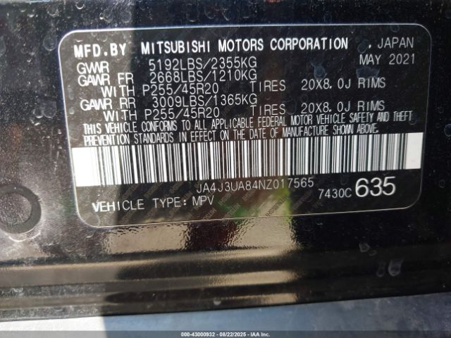 2022 MITSUBISHI OUTLANDER JA4J3UA84NZ017565 Photo 8