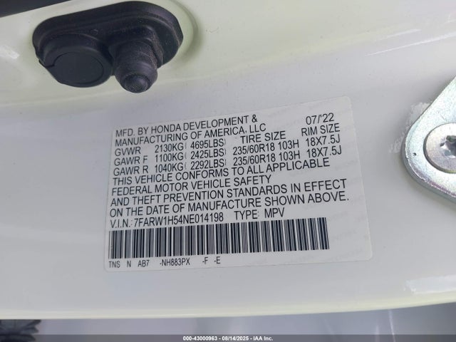 7FARW1H54NE014198 Honda l15be