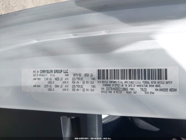 RAM 2014 2014 3C6TRVNG5EE119903 Image 9