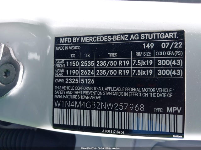 Mercedes-Benz m260 2022 W1N4M4GB2NW257968 Image 9