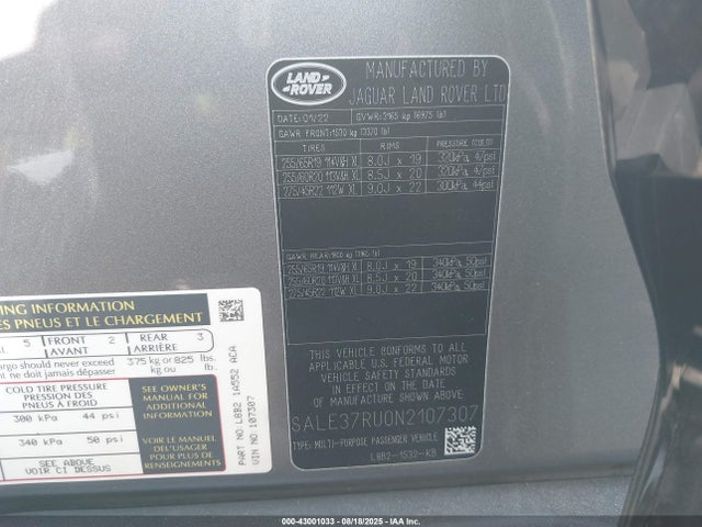 SALE37RU0N2107307 Land Rover aj120