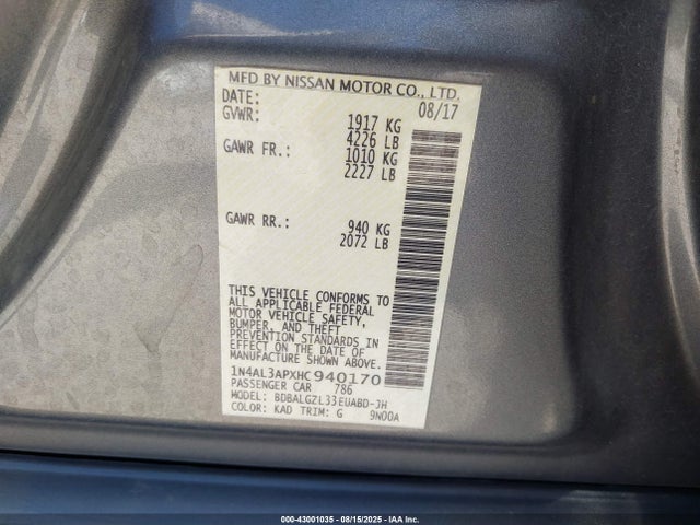 1N4AL3APXHC940170 Nissan 2017