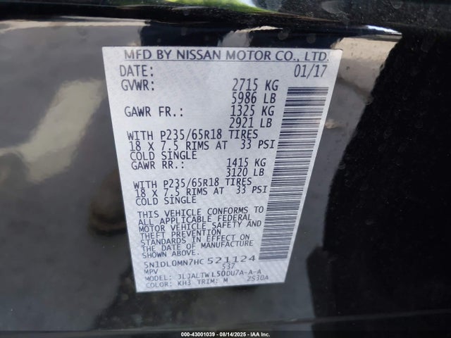 5N1DL0MN7HC521124 Infiniti QX60