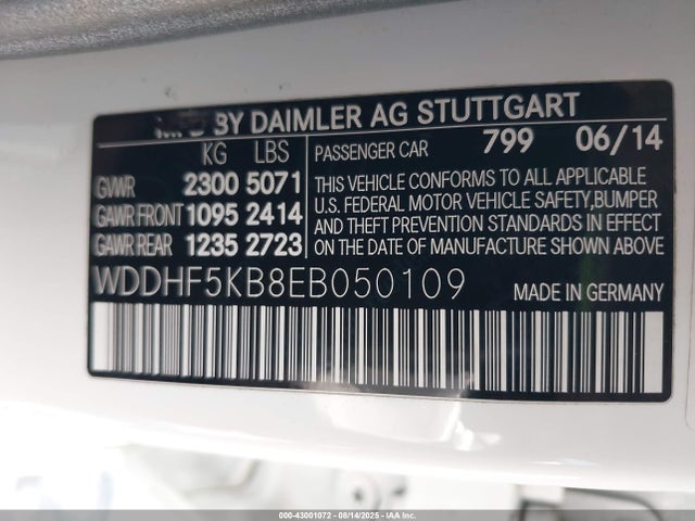 WDDHF5KB8EB050109 Mercedes-Benz E-Class