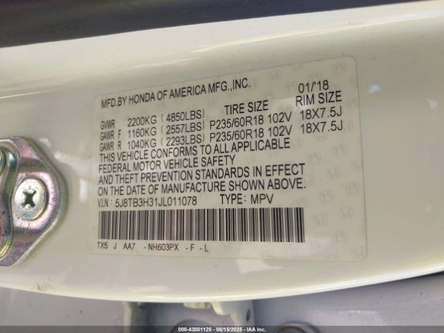 2018 ACURA RDX 5J8TB3H31JL011078 Photo 8